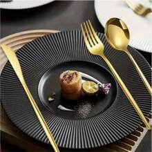 4pcs Stainless Steel Flatware Set, Gold Cutlery Set With Knife, Fork, Soup Spoon And Tea Spoon, Gift Box, Polished Tableware, Suitable For Dining, Parties, Family Gatherings