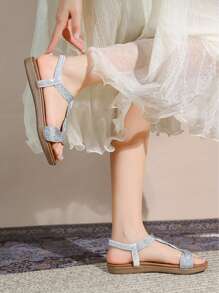 Women Comfort Flat Sandals - Silver - View 5