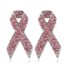 Cross-Border Popular Fashion Creative AIDS Awareness Rhinestone Pink Ribbon Brooch Pin Badge - Pink 2pcs - View 9