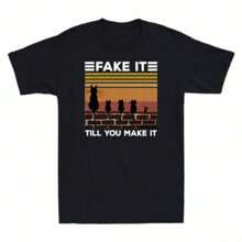 Fake It Till You Make It Cat Wall Funny Cat Lovers Gift  Vintage T-Shirt (1)