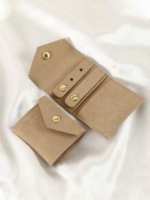 1件装奢华麂皮首饰卷式收纳盒 - 高级耳环、戒指、耳钉、项链收纳盒 - 小巧便携，保护性强，是度假、旅行的理想之选，女士首饰盒，首饰收纳盒