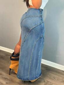 Women's High Waist Wide Leg Ripped Denim Shorts High Side Sexy Slit Design Jeans Skinny Jeans Are Suitable For Everyday Casual Wear - Rửa nhẹ - Xem 2