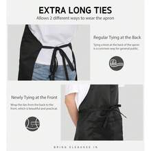 2 Pack Adjustable Bib Apron Waterdrop Resistant With 2 Pockets Cooking Kitchen Aprons For Women Men Chef - 黑色/白色 - 查看 8