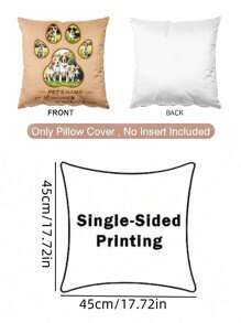1pc Customized Lovely Fashion Pet Name & Photo Decorative Throw Pillow Cover, Pet Dog Memorial Gift, Home Decor For Bedroom And Living Room