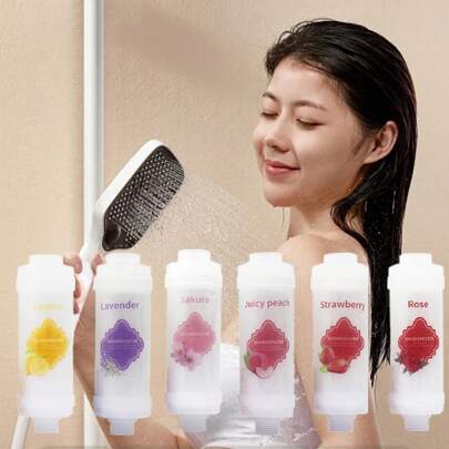 Home Times 家用香氛淋浴过滤器，香氛沐浴过滤器，维生素C淋浴喷头过滤器，适用于家庭浴室，氯氟化物淋浴过滤器有助于干燥皮肤和减少脱发（玫瑰、薰衣草）浴室配件浴室工具