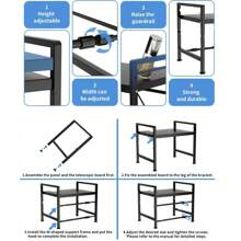1 件可调节金属微波炉架，可扩展厨柜架子储物架，碳钢微波炉支架，用于厨具和餐具储存 - 黑色 - 查看 11