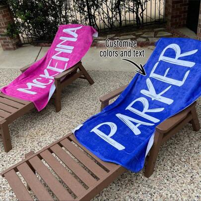 1pc Oversized Beach Towel, Customizable Name & Color, Super Absorbent & Quick Drying, Windproof And Sunscreen, Suitable For Men, Women, Girls, Beach Party, Dry Travel, Camping, Beach Accessories, Summer Holiday Essential Gift