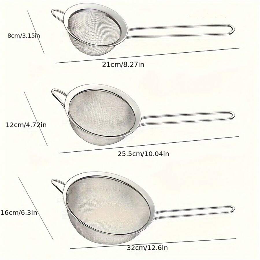1/3 件不锈钢网状过滤器套装，不带电厨房用具，用于果汁、面粉、茶、豆浆过滤