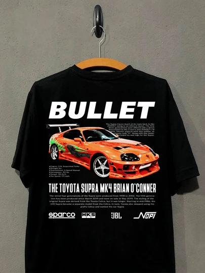 Camiseta Preta Masculina Supra Laranja Blusa Unissex Bullet