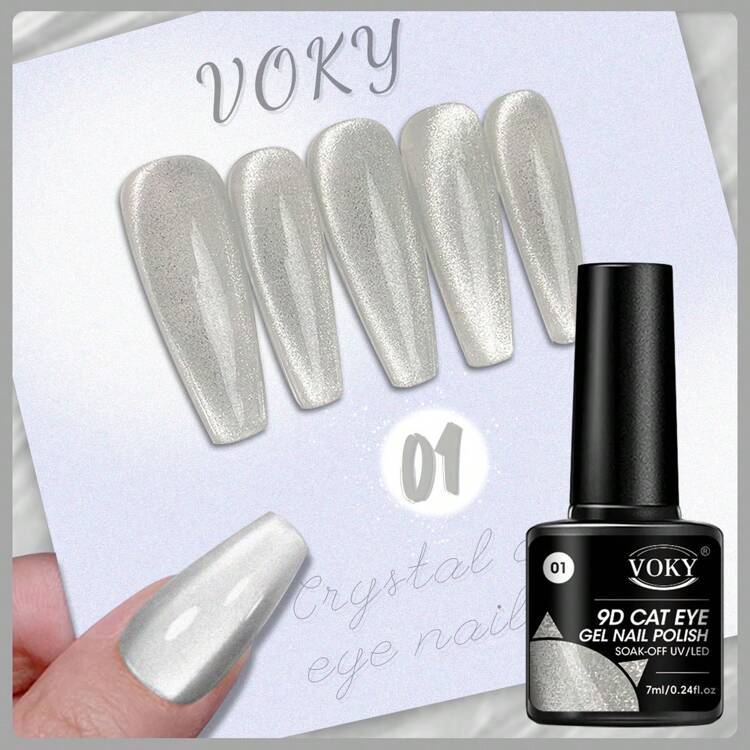 6pcs/Set Crystal Cat Eye Magnetic Gel Set, Polished And UV Gel Enamel, Poly Gel, Beautiful Crystal Cat Eye Nail Polish Gel Nails - Multicolor - View 2