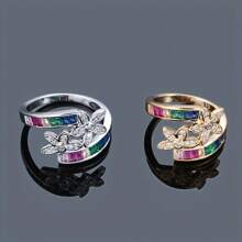 1pc Women's Elegant & Classy Fashionable Ring Inlaid With Synthetic Zirconia, Suitable For Daily Wear, Dates, Work, Versatile