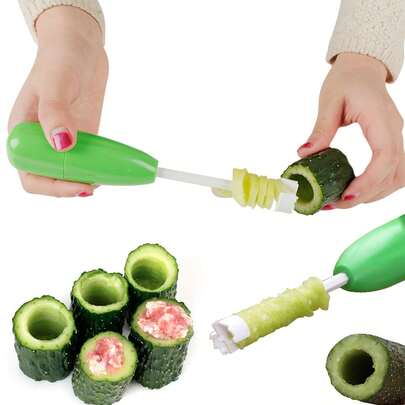 Set de 5 piezas Sacador de semillas de frutas y verduras, Removedor de semillas de pepino y calabaza amarga, Herramienta de cocina, Preparación de alimentos para fiestas, Herramienta de frutas navideña