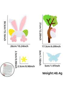 12pcs Easter Celebration Felt Door Decals - Spring Home Decoration Cute Rabbits, Eggs And Chicks Patterns | DIY Craft Kit, Includes Wall And Window Decor - Multicolor - View 4