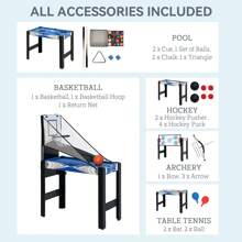 SPORTNOW 5 In 1 Multi Games Table Combo Sports Game Table, Mini Pool Table, Table Tennis Table, Hockey Table, Basketball Arcade Game, Bow And Arrow, Blue - Blue - View 5