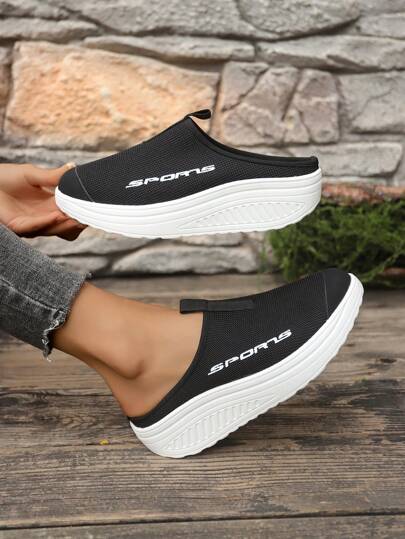 Damen Plateauballet Flats mit rundem Zeh, atmungsaktiv, leicht und bequem, Meshgewebe, extrem leichte Sohlen, geeignet für den Arbeitsweg, den Alltag, Outdoor, Büro, Schule, Frühling/Sommer/Herbst, modisch und vielseitig, Schwarz und Weiß