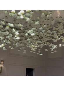 20 Pieces Each Wedding Decoration Hanging White Roses, Rose Waterfall Set With 10 White Roses + 10 Rolls Of 500cm Ribbon For DIY Wedding Decorations, Bridal Showers, Wedding Bouquets, Table Decorations, And Ceiling Decorations, Bridal Gift Party Birthday Supplies