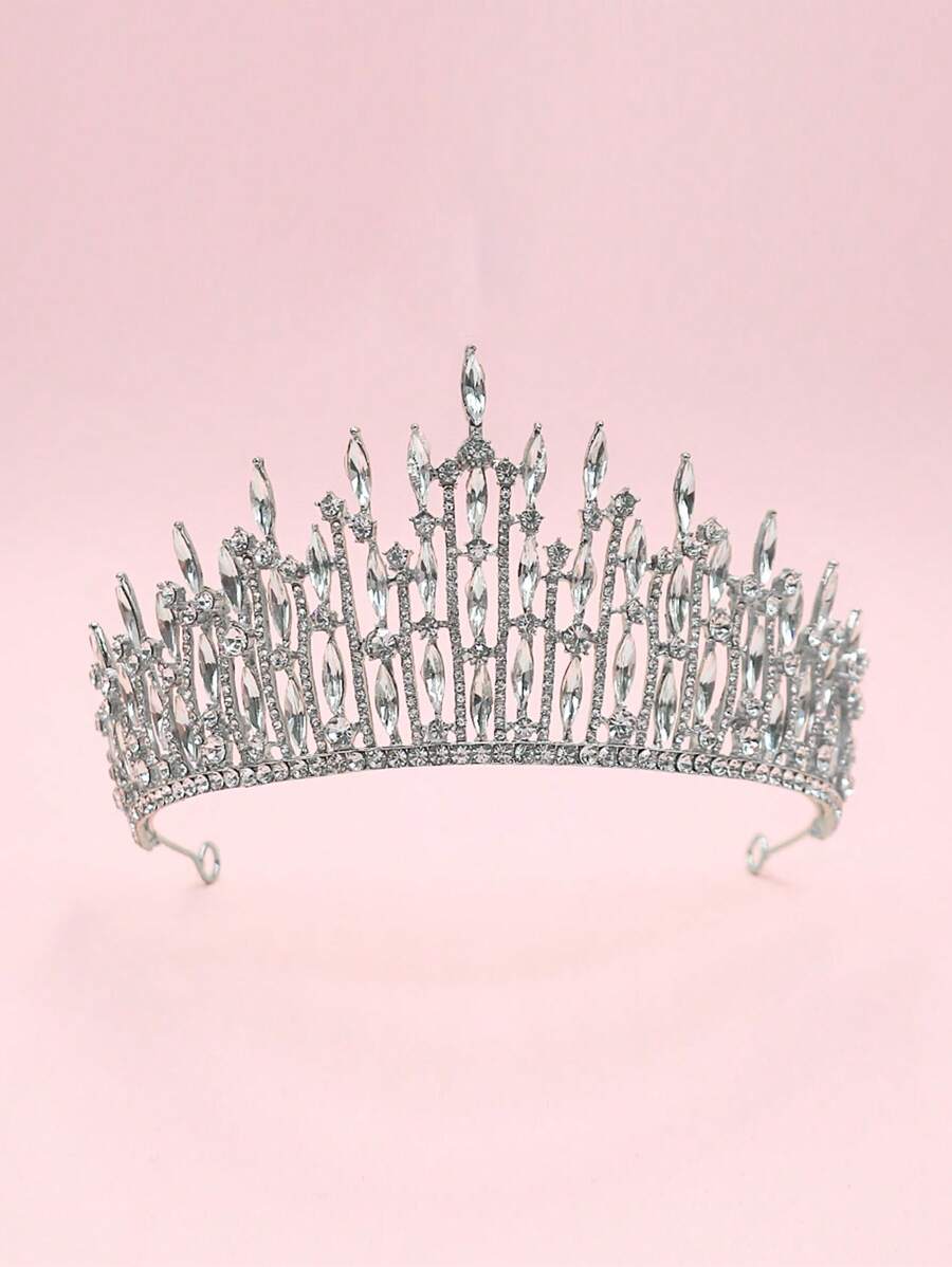 European Regal Palace Style Luxurious Bridal Crown, Queen Stage Performance Dress Accessories, Crown - Silver - View 1