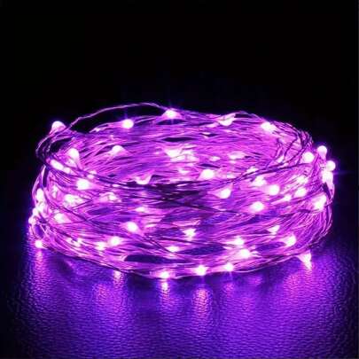 Cordão de Luzes LED 10m 100LED, Cordão de Luzes de Fada Alimentado por Pilhas AA, Cordão de Luzes de Fio de Cobre com Fio de Prata à Prova D'água para Casamentos, Dormitórios, Quartos, Festas, Decoração de Flores, Decoração de Aniversário, Decoração de Campus, Decoração de Festas, Decoração de Pátio e Jardim, Etc.