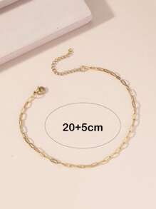 1pc Minimalist Chain Anklet, Fashionable For Summer - Yellow Gold - View 3