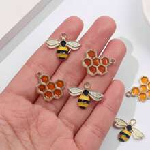 Honeycomb Bee Charm Metal Enamel Insect Pendants For DIY Earrings Bracelet Necklace Keychain Jewelry Making Supplies