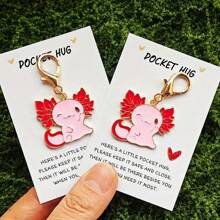 可爱的迷你蝾螈钥匙扣口袋拥抱卡，是送给动物爱好者的积极而幸运的小礼物，非常适合生日、婚礼、情人节、复活节、母亲节、父亲节，以及作为特殊的鼓励象征或励志珠宝。 - 彩色 - 查看 4