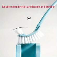 1 件热销双头马桶刷带支架，塑料浴室清洁刷，独立式，坚固耐用，带斜角刷毛，塑料手柄，无需电力浴室装饰 - 藍色 - 查看 4
