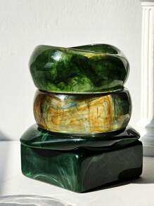 1 chiếc vòng tay nhựa xoắn màu xanh lá cây đậm cổ điển Exaggerated Alien dành cho nữ vòng tay cổ điển - Nhiều màu - Xem 13