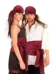 2件套万圣节海盗头箍、帽子、配饰、海盗腰带，材质柔软，适合女性万圣节装扮，也可作为圣诞节装饰品。