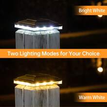 HUYIENO Solar Post Cap Lights,Outdoor Deck Fence Post Lights,Powerful Lithium Battery 20Lumens Two Light Modes Warm White/Bright White Suitable For 4x4 5x5 Wooden Posts,4x4 Viny Posts