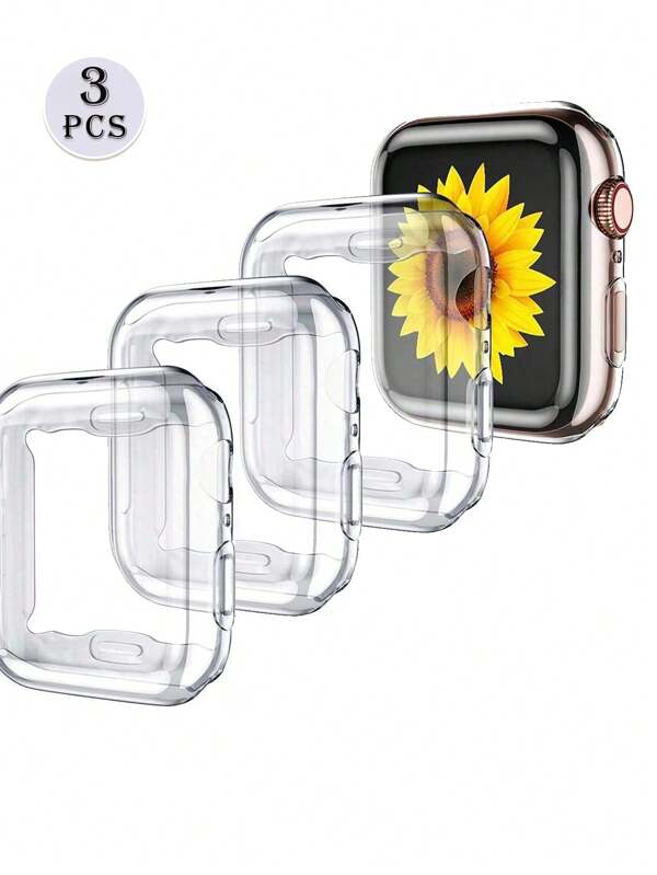 3 piezas Funda protectora, Cobertura completa de 360° Resistente al agua Antideslizante Funda protectora a prueba de golpes de TPU compatible con Apple Watch 49mm 45mm 41mm 44mm 40mm 42mm 38mm Series 9 Ultra 8 7 6 SE 5 4 3, Accesorios para reloj
