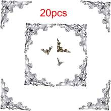 20 件金属书角保护套，3 种颜色铁质护角盖，复古古董书本剪贴簿角保护套，菜单相册角装饰保护套，适用于桌面珠宝盒礼物 - 彩色 - 查看 13