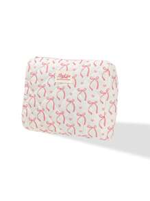 1 Piece Bow&Love Makeup Bag Fashionable Floral Makeup Organizer Set For Home Decor Quilted Rose Design Cosmetic Bag For University Student ,Girl Teenagers,White Collar,Pink Pouch Bag With Bow Zipper Travelling Stuff Storage Bag For Holiday - Multicolor - View 10