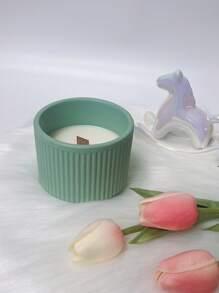 Vela perfumada de cera de soja en taza de cerámica estilo escandinavo a rayas de 5 onzas, decoración creativa del hogar, regalo portátil y fresco de vela