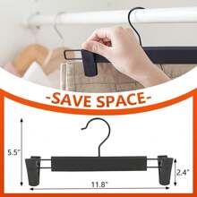 10-80 Pack Pack Clear Pants Hangers, Non-Slip Women's Skirt Hanger, Heavy Duty Slim Plastic Hanger, Space Saving Organizing Skirt Hanger With Clips For Pants, Skirts - 黑色 - 查看 2