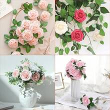 10/30/50 bông hồng giả bằng xốp màu ngà có cuống, thích hợp để tự làm bó hoa cưới, trang trí bàn tiệc cô dâu, trang trí bàn tiệc, ngày Valentine và ngày của Mẹ (không bao gồm hộp giấy) - Màu Hồng baby - Xem 8