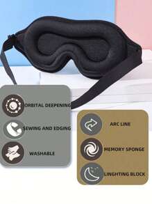 1 pièce Masque de sommeil de couleur unie, Masque de sommeil noir simple, Convient pour la famille, les voyages, la chambre à coucher, les voyages, le bureau, l'école et les fournitures scolaires