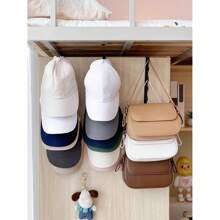 1pc Wall Mounted Hat Organizer Rack With 6 Hooks, Portable Multipurpose Storage Hanger, Over The Door Hat Rack, Closet Organizer Box Suitable For All Types And Sizes Of Hats