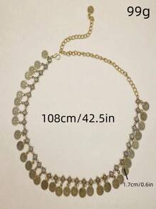 1pc Single Layer Metal Vintage Jingling Coin Waist Chain - Gold - View 5