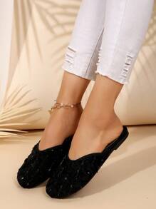 2025 New Retro Chinese Style Elegant Lady Casual Slippers, Summer Fashion - Black - View 3