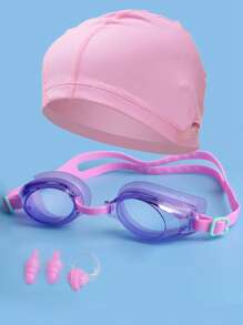 SHENYU （5 件）成人和青少年游泳镜、泳帽、耳塞和鼻夹套装 - 紫色 - 查看 2