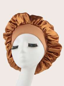 1PC Custom-Made Soft Satin Imitation Hair Sleeping Cap Wide-Brimmed High Stretch Hood Beauty Shower Cap Hair Care Hair Care Cap Women Care Satin Nightcap Gifts