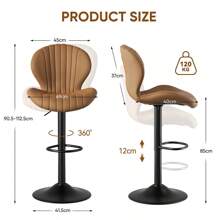 Nalupatio Modern Bar Stools Set Of 2,Adjustable Swivel Barstools,Counter Height Stool Chair With High Backrest For Dining Room - Brown - View 6