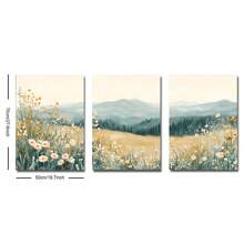 Bộ 3 bức tranh phong cảnh đồng quê Boho Mountain Daisy Wildflower không khung trang trí nhà nông thôn thẩm mỹ Tranh in vải canvas tối giản cho ký túc xá, căn hộ, phòng khách, phòng ngủ, trang trí nhà hiện đại - Nhiều màu - Xem 9