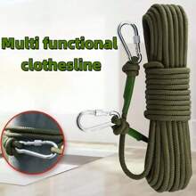 10m/20m Nylon Rope With Thick Steel Wire Core, Clothesline For Hanging Clothes, Bedding, Outdoor, Multiple Uses, No-Drill