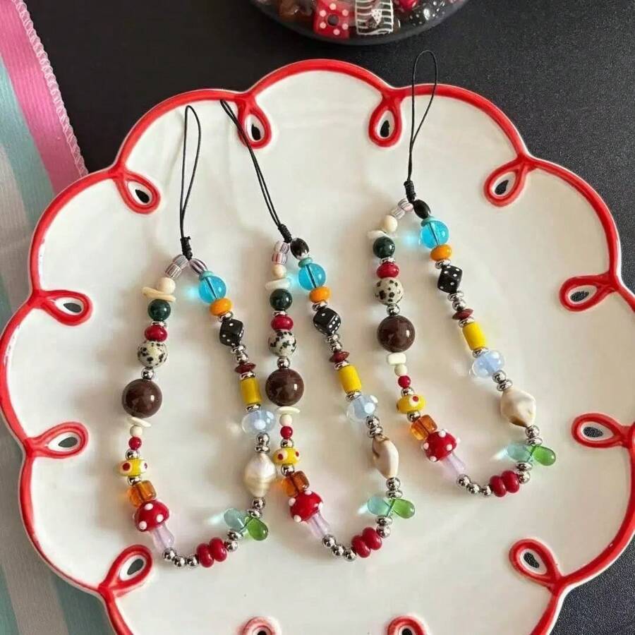 Colorful Beaded DIY Cute Phone Lanyard Neck Strap Cord For Small Camera, Style