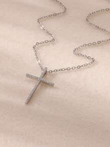 1 PC Zirconia Cross Pendant Necklace For Women Gold Color Collar Necklaces 2025 Goth Party Wedding Jewelry Gifts