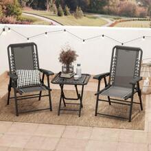 Outsunny 3 Pieces Garden Bistro Set, Folding Table And Chairs Set, Metal Garden Furniture Set With Cup Holders For Outdoor, Patio, Balcony