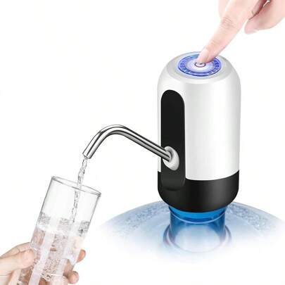 Dispensador de botellas de agua para hervidor de agua de 5 / 6 galones (aproximadamente 1,9 litros), bomba de bebida fría eléctrica extraíble, con mini batería portátil, tipo de carga superior, para oficina de cocina doméstica con mesa de escritorio,