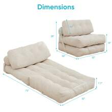 Folding Sofa Bed, Convertible Sleeper Chair With Pillow & Back Support, Portable Fold Out Chair Bed, Comfy Floor Sofa Lounge, Lazy Sofa For Dorm/Living Room/Office/Apartment - 米色 - 查看 11