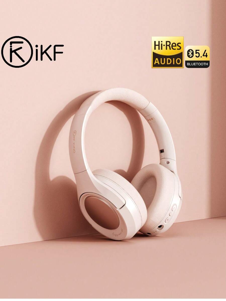 IKF King 无线主动降噪耳机，有线耳机，内置麦克风，100 小时播放，可折叠，HiFi 音质，适用于健身旅行居家办公